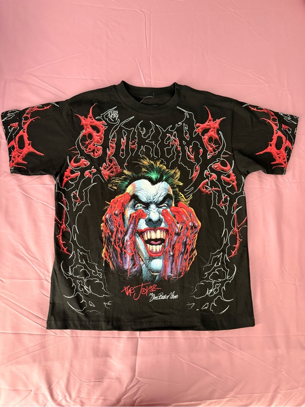 Black Graphic Joker Illustration Tee - Men